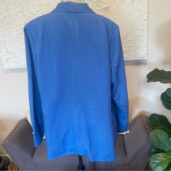 H&M Linen Blend Blazer Jacket Womens Medium Single Button Blue Sz XXL NWT - Picture 5 of 10